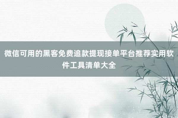 微信可用的黑客免费追款提现接单平台推荐实用软件工具清单大全