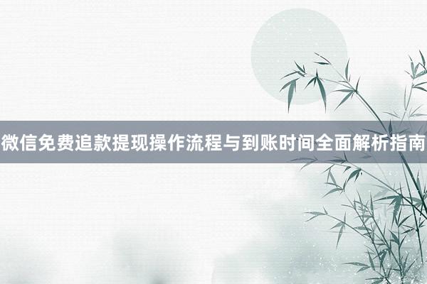 微信免费追款提现操作流程与到账时间全面解析指南