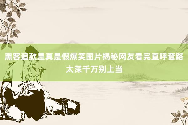 黑客追款是真是假爆笑图片揭秘网友看完直呼套路太深千万别上当