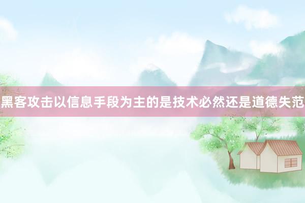 黑客攻击以信息手段为主的是技术必然还是道德失范